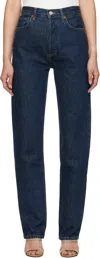 Agolde High Waist Denim Trousers In Polished (dk Marble