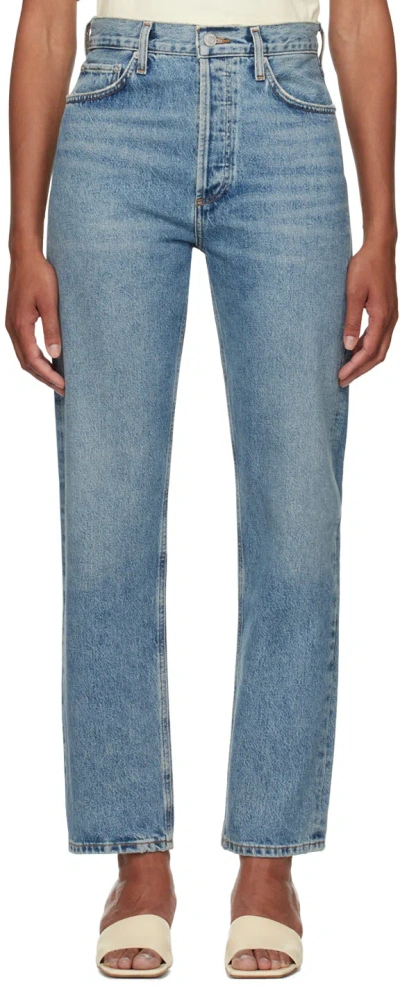 Agolde Blue 90's Pinch Waist Jeans In Navigate