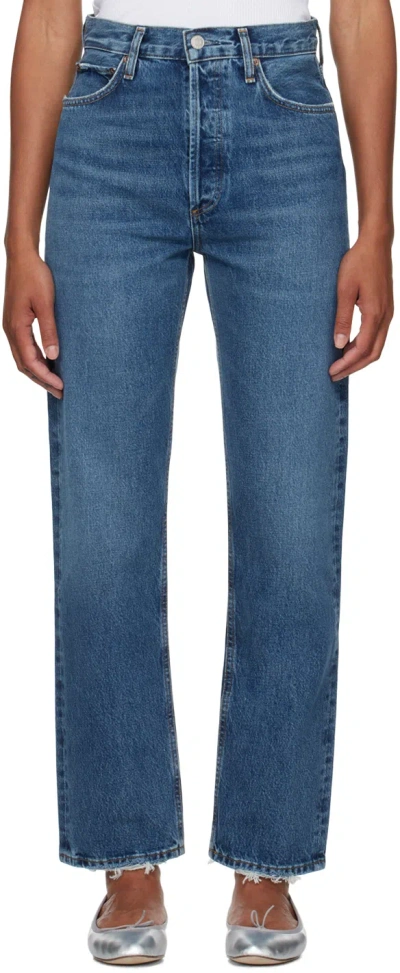Agolde Blue 90's Pinch Waist Jeans In Range