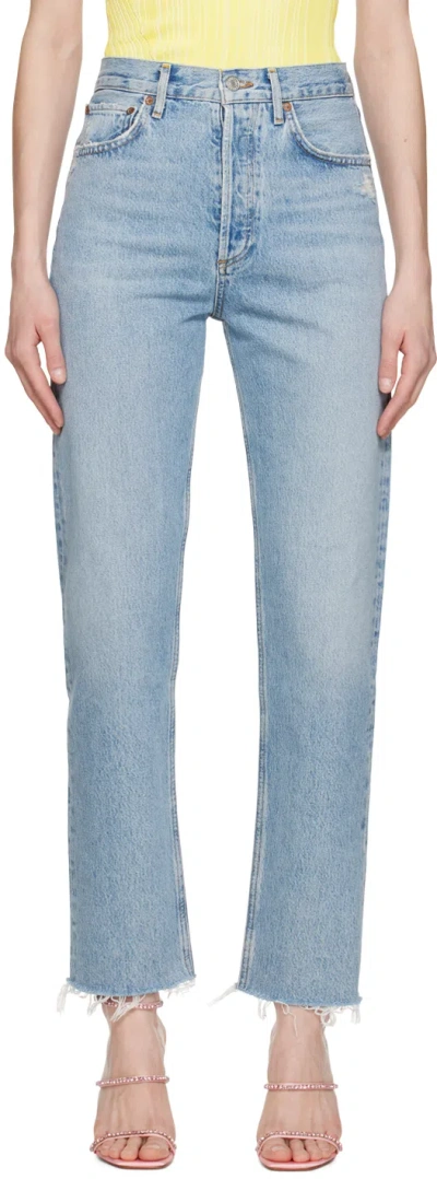 Agolde Blue 90's Pinch Waist Jeans In Ruminate (tinted Md