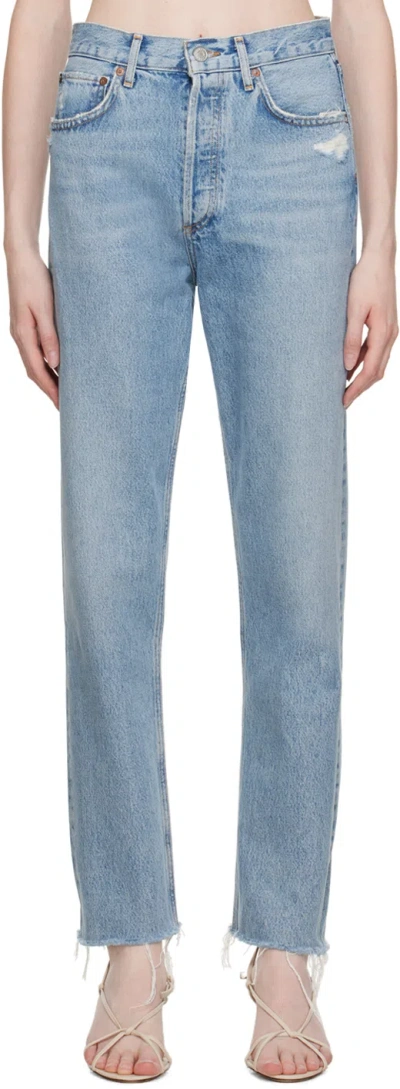 Agolde Blue 90's Pinch Waist Jeans In Ruminate (tinted Md