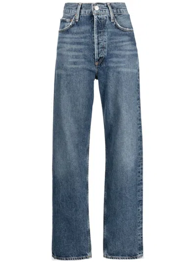 Agolde Hoch Sitzende Tapered-jeans In Blue
