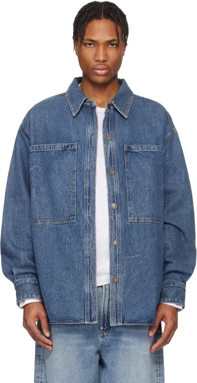 Agolde Blue Atticus Denim Jacket In Creased Ind