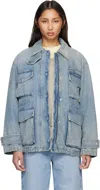 Agolde Aubrey Distressed Denim Jacket In Blue