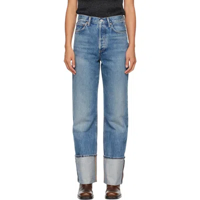 Agolde Cuffed Wideleg Jeans In Blue