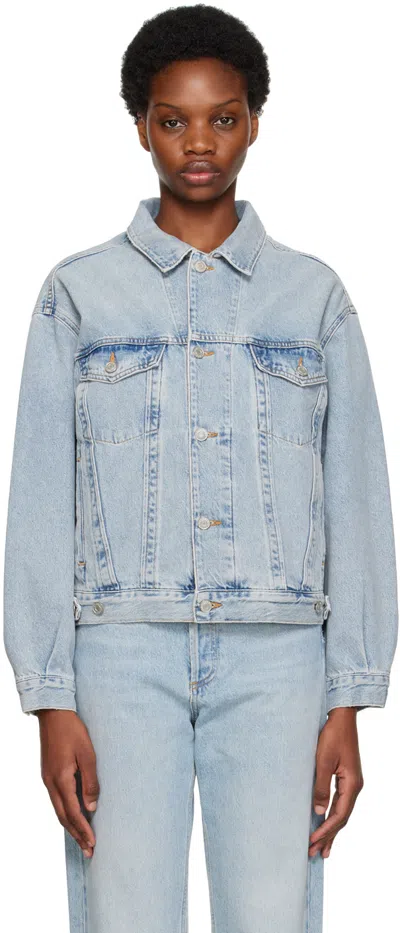 Agolde Blue Charli Oversized Denim Jacket In Gray