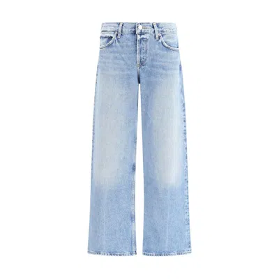 AGOLDE BLUE COTTON STRAIGHT-LEG JEANS