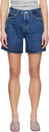 Agolde Dame High Waist Mid Length Relaxed Denim Shorts In Enamour (dk Vint Ind