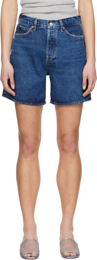 Agolde Blue Dame Denim Shorts In Enamour (dk Vint Ind