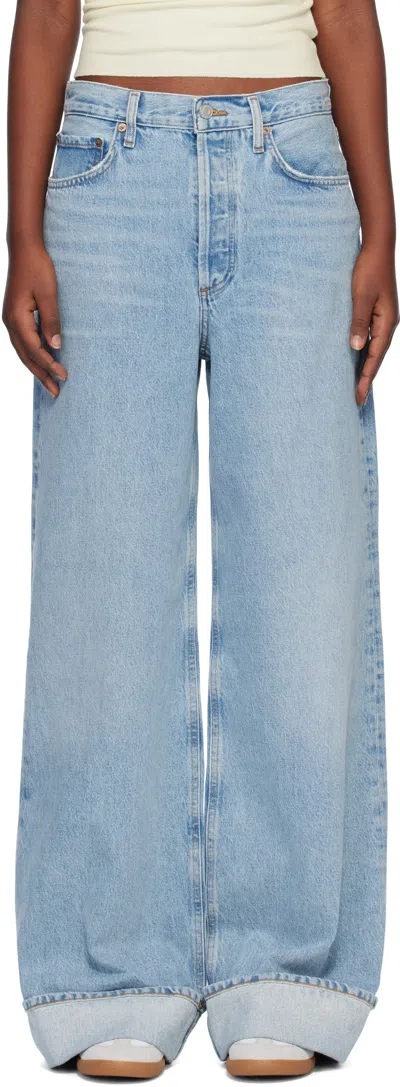 Agolde Dame Wide Leg Jeans In Blue