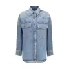 Agolde Blue Denim Shirt In White
