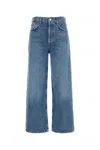Agolde Light Blue Wide Jeans In Cotton Blend Denim Woman