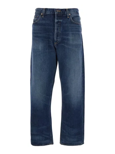 AGOLDE BLUE FIVE-POCKET JEANS WITH LIGHTENED EFFECT IN REGENERATIVE COTTON MAN