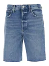 Agolde Blue Five-pocket Shorts With Button Closure In Denim Woman