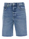 Agolde Blue Five-pocket Shorts With Button Closure In Denim Woman In Blu