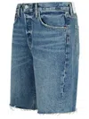 Agolde Blue Five-pocket Shorts With Button Closure In Denim Woman
