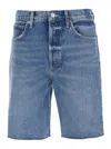 Agolde Blue Five-pocket Shorts With Button Closure In Denim Woman In Blue