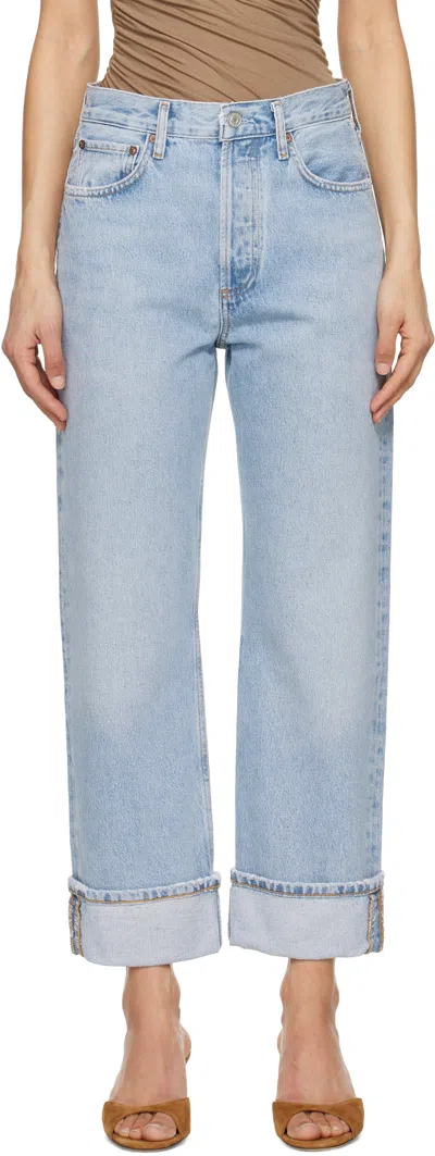 AGOLDE BLUE FRAN LOW SLUNG STRAIGHT JEANS