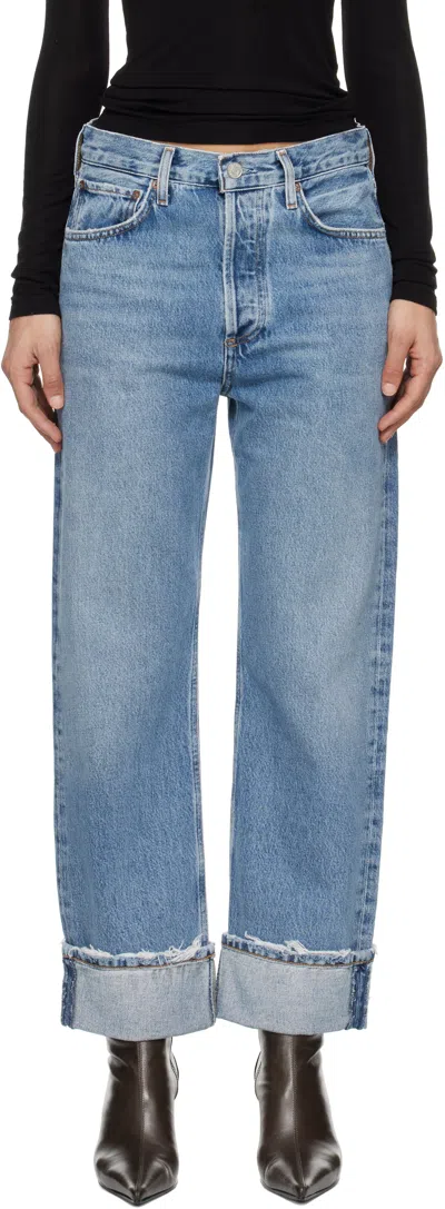 AGOLDE BLUE FRAN LOW SLUNG STRAIGHT JEANS
