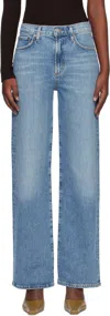 Agolde Clara Low Rise Baggy Flare Jeans In Signal In Blue