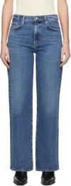 Agolde Womens Intuition Emmi Wide-leg Belted Denim Jeans In Fix