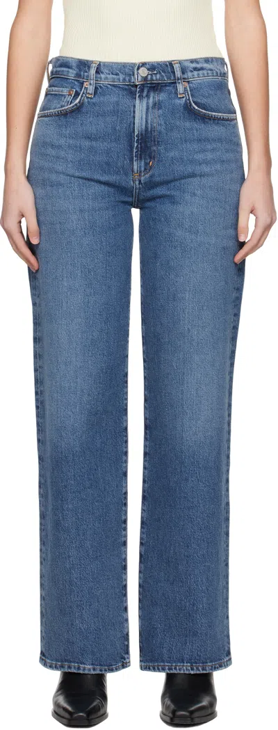 Agolde Blue Harper Straight Jeans In Fix