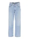 Agolde Blue Jeans With Wide Leg And Logo Patch On The Rear In Blu