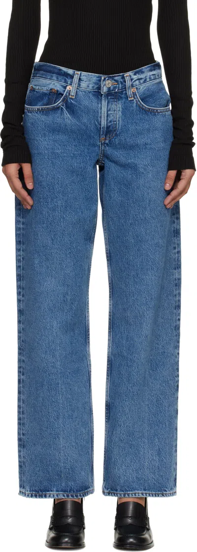 Agolde Blue Low Rise Loose Jeans