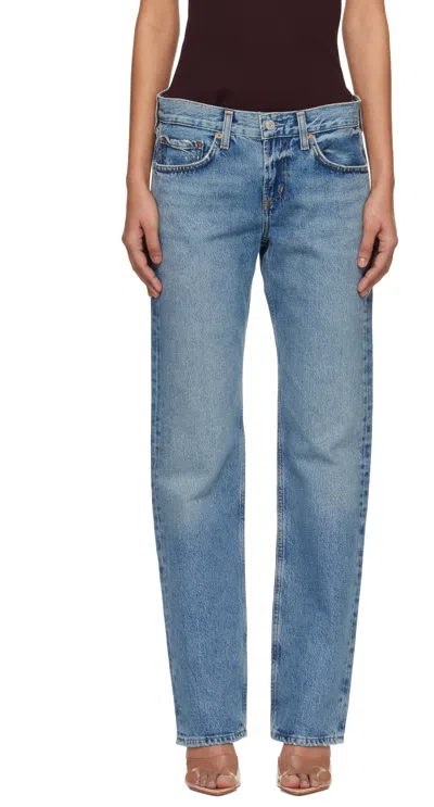 Agolde Blue Low Rise Slim Jeans