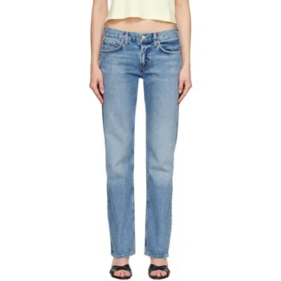 Agolde Blue Low Rise Slim Jeans