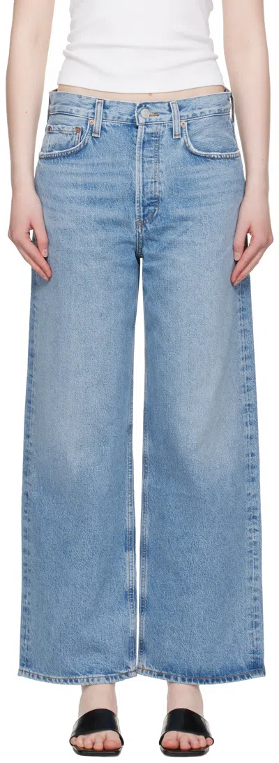 AGOLDE BLUE LOW SLUNG BAGGY JEANS
