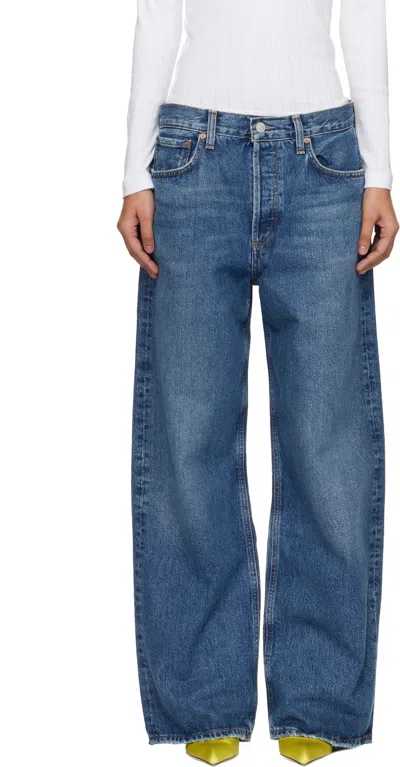 Agolde Blue Low Slung Baggy Jeans