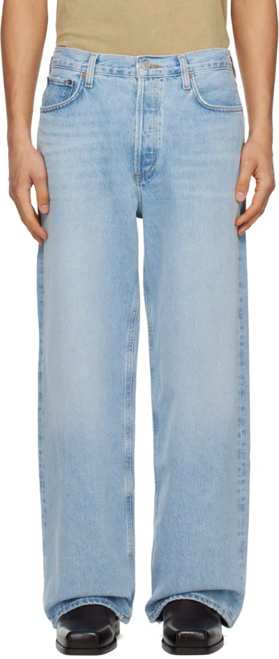Agolde Blue Low Slung Baggy Jeans In Harmony (vint Mrb Ind)