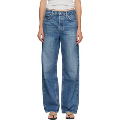 Agolde Blue Low Slung Baggy Jeans In Selection (dk Vint I