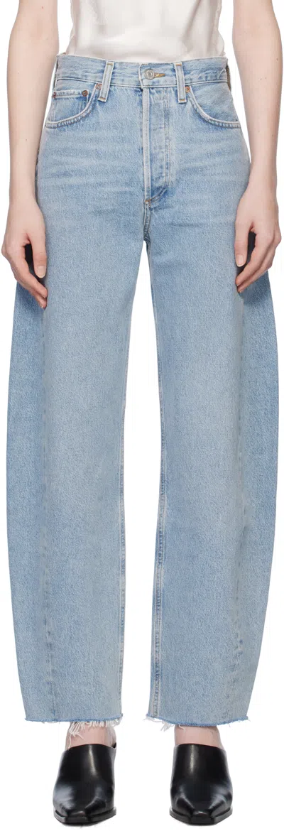 Agolde Luna High Rise Pieced Barrel Jean In Void In Blue
