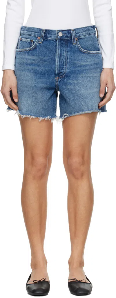 Agolde Denim Shorts Belt Loops Five Pockets In Multi