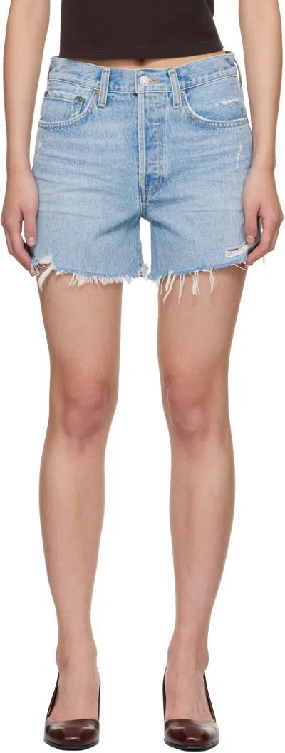 Agolde Blue Parker Long Denim Shorts