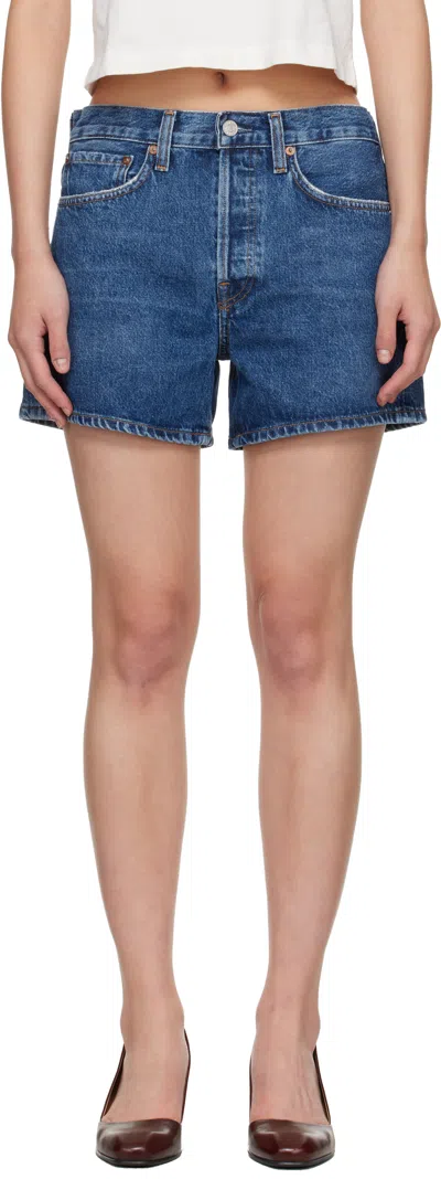 Agolde Blue Parker Long Denim Shorts