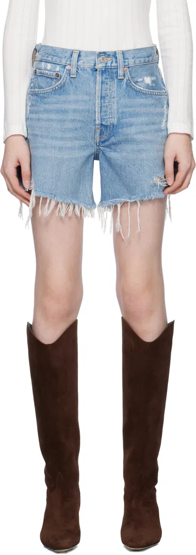 Agolde Blue Parker Vintage Cut Off Denim Short In Swapmeet