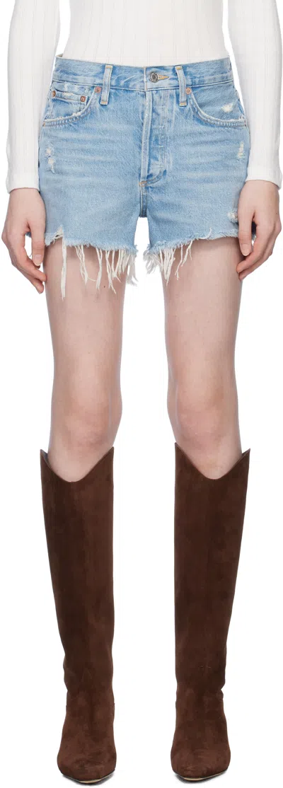 Agolde Blue Parker Vintage Cut Off Denim Short In Swapmeet