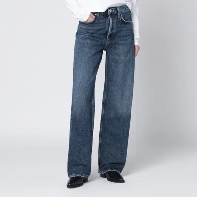 Agolde Blue Arc Jeans With Logo Patch On The Back And Wide Leg In Denim For Women