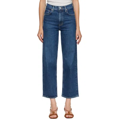 Agolde Blue Ren Comfort Stretch Crop Jeans In Echo (dk Vint Ind)