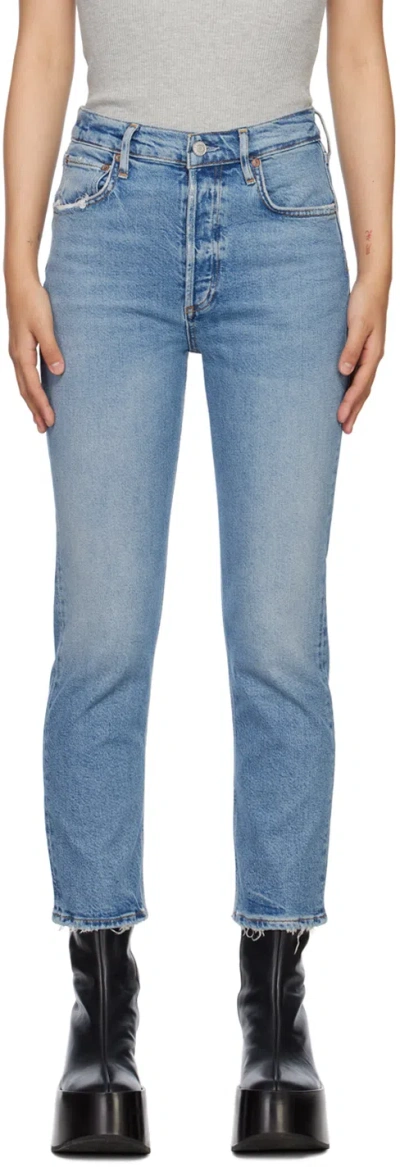 Agolde Blue Riley Jeans In Cove