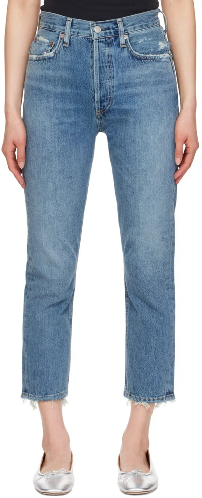 Agolde Blue Riley Jeans In Frequency