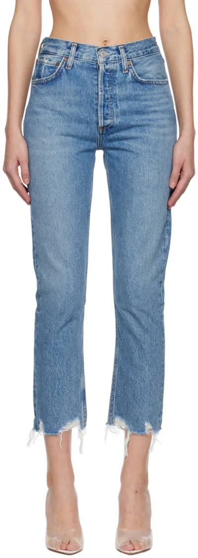 Agolde Blue Riley Jeans In Haven
