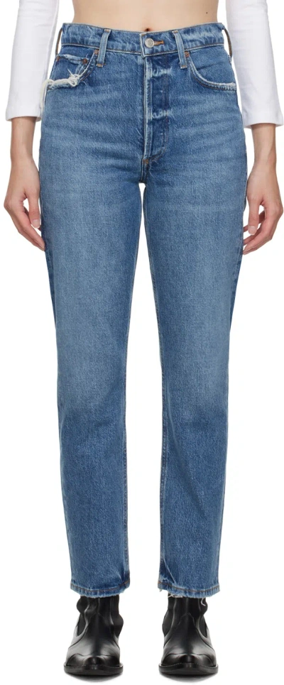Agolde Blue Riley Jeans In Moor