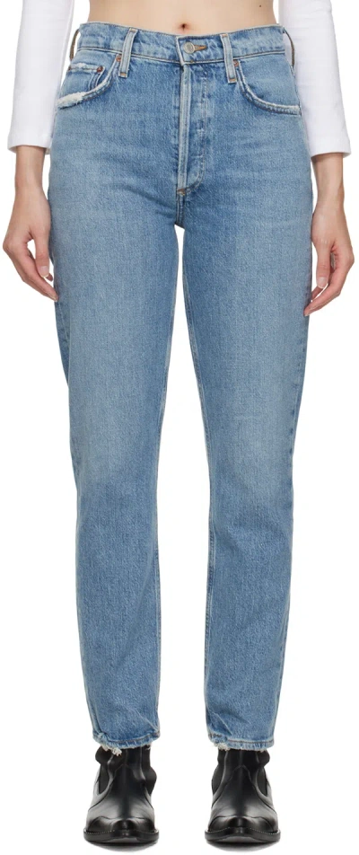 Agolde Blue Riley Jeans In Quiver (lt Vint Ind)