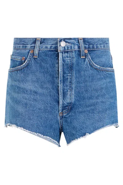Agolde Comfortable Mini Denim Shorts In Blue