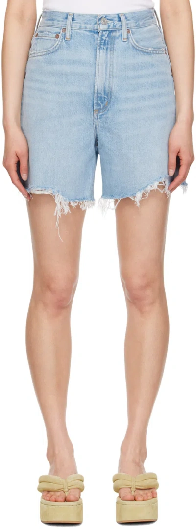Agolde Blue Stella Denim Shorts In Agreement