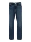 Agolde Blue Straight Jeans With Branded Button In Cotton Blend Denim